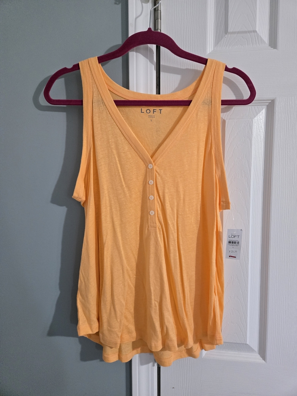 NWT LOFT Tangerine Button-Front Sleeveless Tank